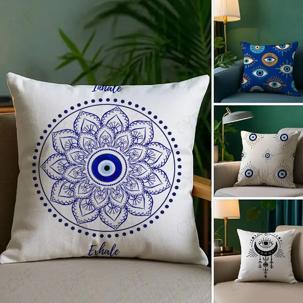 

Evil Eye Symbol Art Print Pillow Case Custom Printed Brushed Fleece Pillow, Baby Skin-Touch, Eco-Friendly Dye-Sublimation Cushio