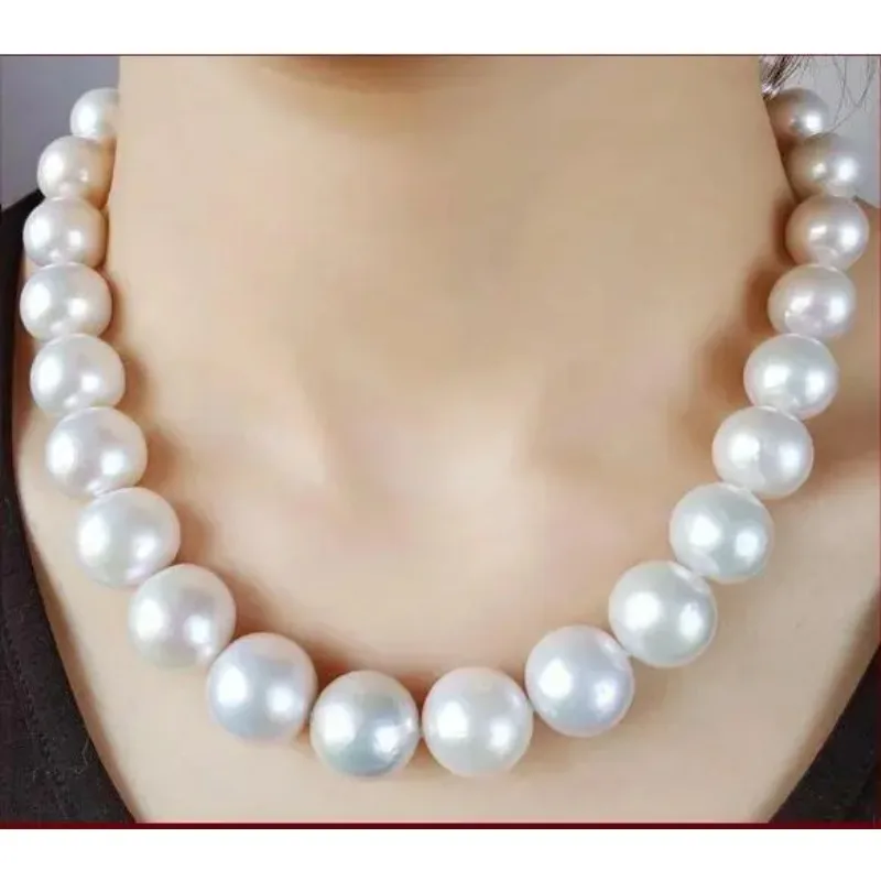 20-Inch Stunning AAAA+ 14mm Real Natural South Sea White Round Women's Pearl Necklace 14k -