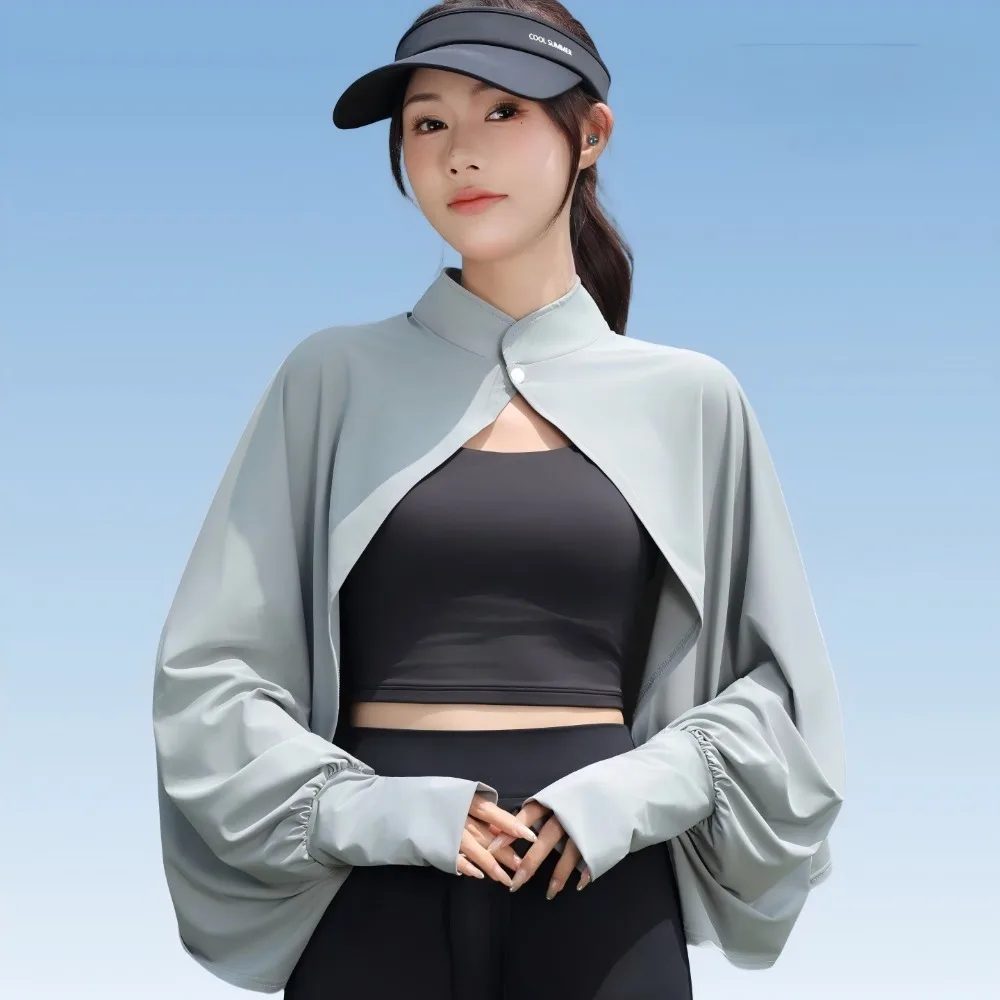

Fashion Ice Silk Summer Arm Sleeves Long Sleeve Thin Sun Protection Shawl Breathable Sun Protection Crop Top Outdoors