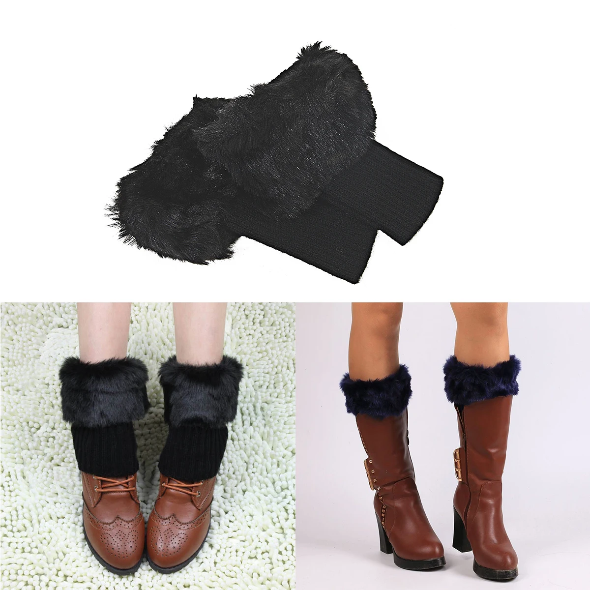 Women's Warm Winter Knitted Fur Cuffs for Boots Warmers Socks Leg Warmers with Shorts Skirts Skinny Jeans and More