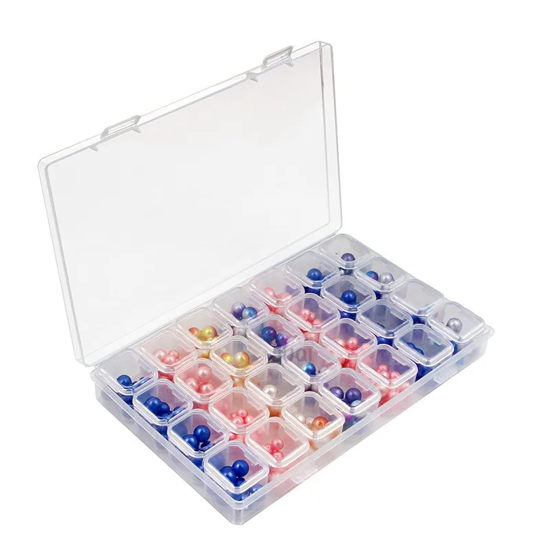 28 Grids Compartment Transparent Medicine Box Jewellery Packing Plastic Removable Box Nail Art Tool Storage Case