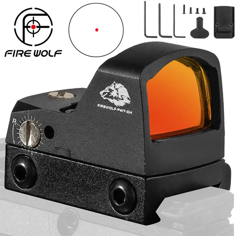 FIRE WOLF Mini Red Dot Sight Collimator Rifle Reflex Sight Scope fit 20mm Weaver Rail For Airsoft / Hunting Rifle