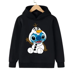 Bluza Anime Disney Stitch z kapturem dziecięca ubrania z nadrukami dziecko dziewczynka Boy Lilo i stich bluza Manga bluza z kapturem dla niemowląt Top na co dzień