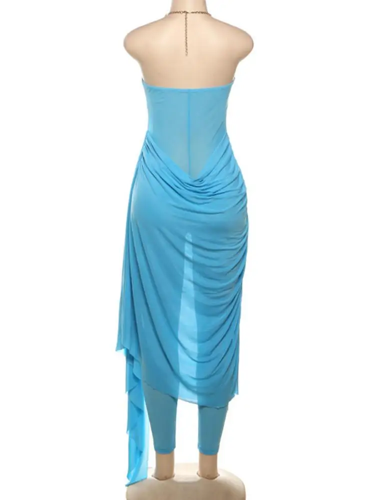 2025年夏新作　セクシーなカットアウトネックライン　スリム効果のある無地プリーツバックレスジャンプスーツドレス