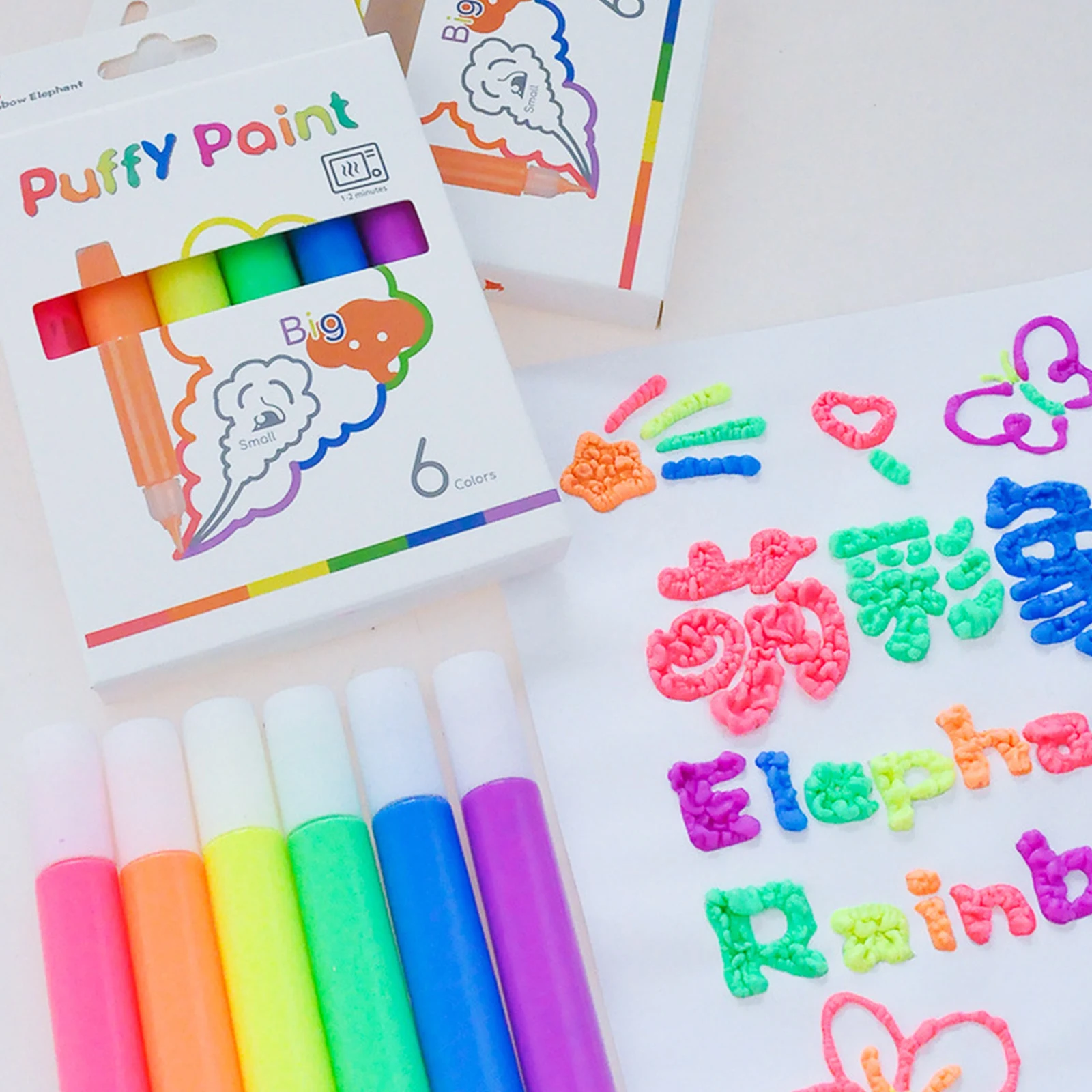3D Doodle Drawing Pens 6 Colors Heat Activated Puffy Paint Art Markers DIY Bubble Youth Craft Pens