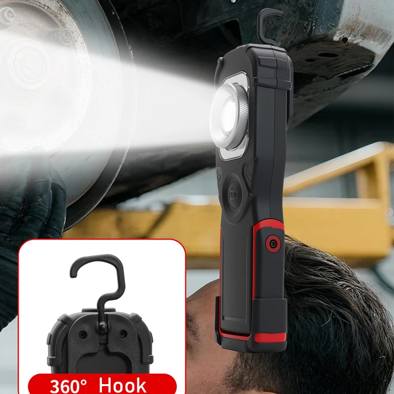 4400mAh COB LED 포켓 손전등 USB-C 충전식 작업 조명 자석 무선 검사 램프 650lm 캠핑 비상 토치