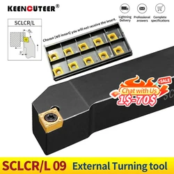 1pc SCLCR1212 SCLCR1616 SCLCR2020K09 SCLCR2525M09 External Turning Tool Holder CCMT Carbide Inserts Lathe CNC Cutting Tools Set