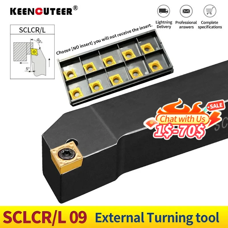 1pc SCLCR1212 SCLCR1616 SCLCR2020K09 SCLCR2525M09 External Turning Tool Holder CCMT Carbide Inserts Lathe CNC Cutting Tools Set