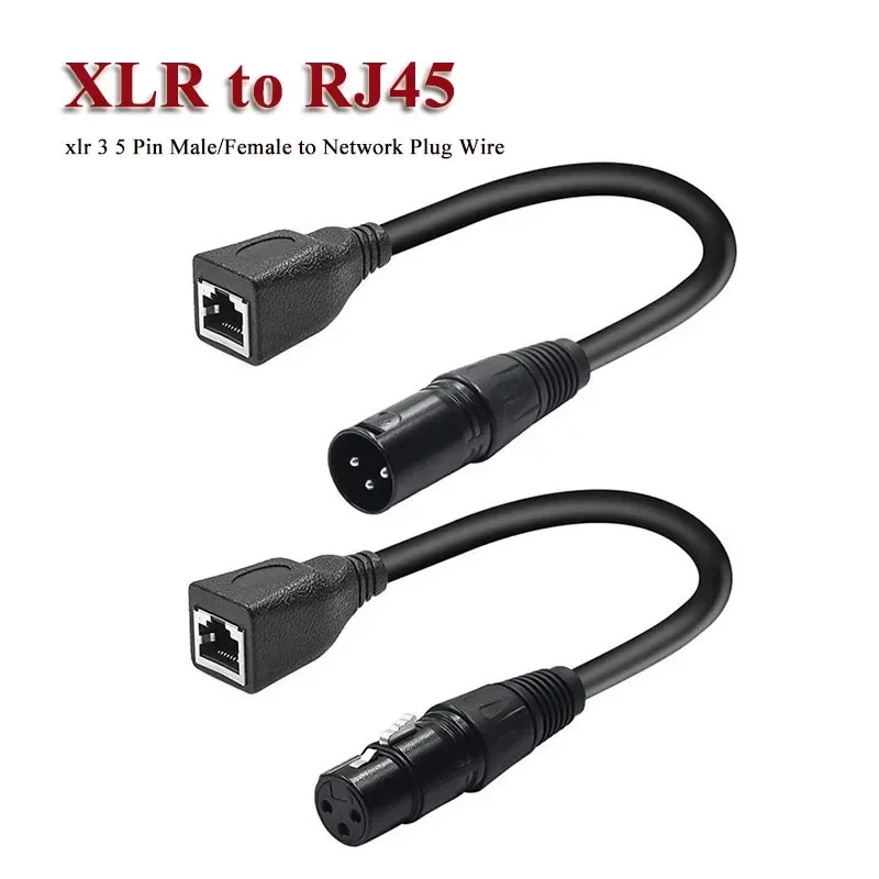 XLR to RJ45 Ethernet Port Connector Cable XLR 3 5 Pin Male/Female to Network Plug Wire DMX512 Stage Light Signal Extension Line