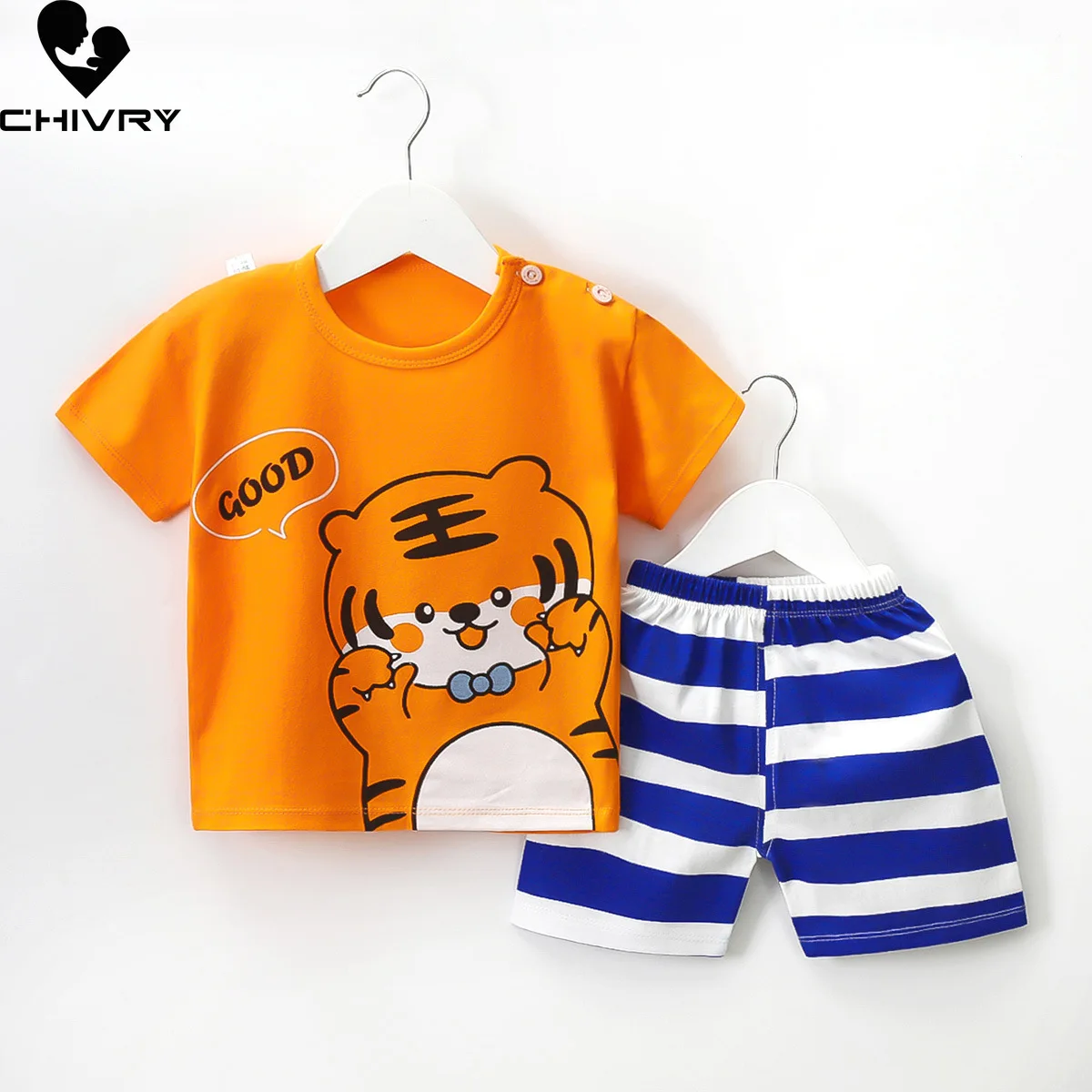 New 2022 Kids Boys Clothing Sets Summer Cute Cartoon Short Sleeve O-Neck T-Shirt Tops with Shorts Baby Girls Cotton Pajamas Sets