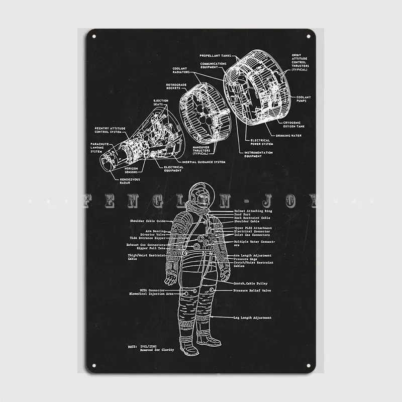 Apollo Top Blueprint Metal Sign Cinema Living Room Plaques Cinema Decoration Tin Sign Poster