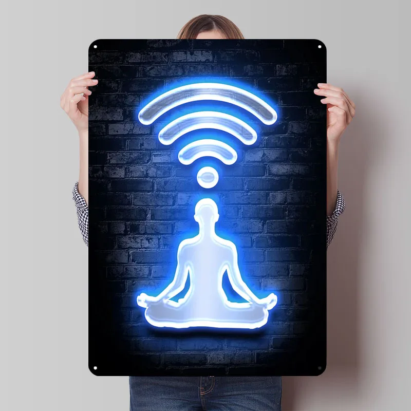 ملصق معدني على الإنترنت من Wifi Zen Zone عناصر ديكور منزلي عتيق علامات قصدير معدنية مخصصة لتزيين غرفة ألعاب الألعاب ريترو