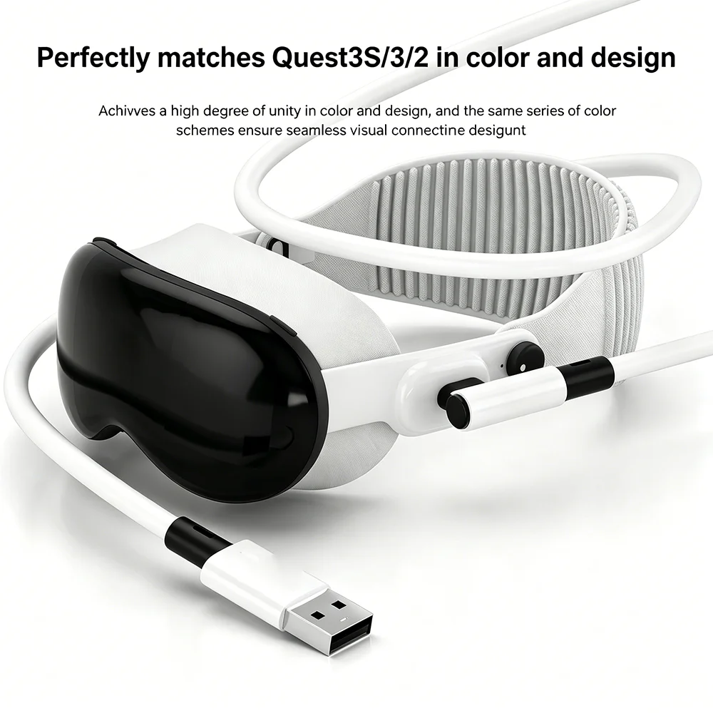 HANNUO VR Link Cable for Meta Quest 3s Accessories USB 3 Type C Cable Data Transfer Fast Charging for Oculus Quest 2 PS5 PC 5m