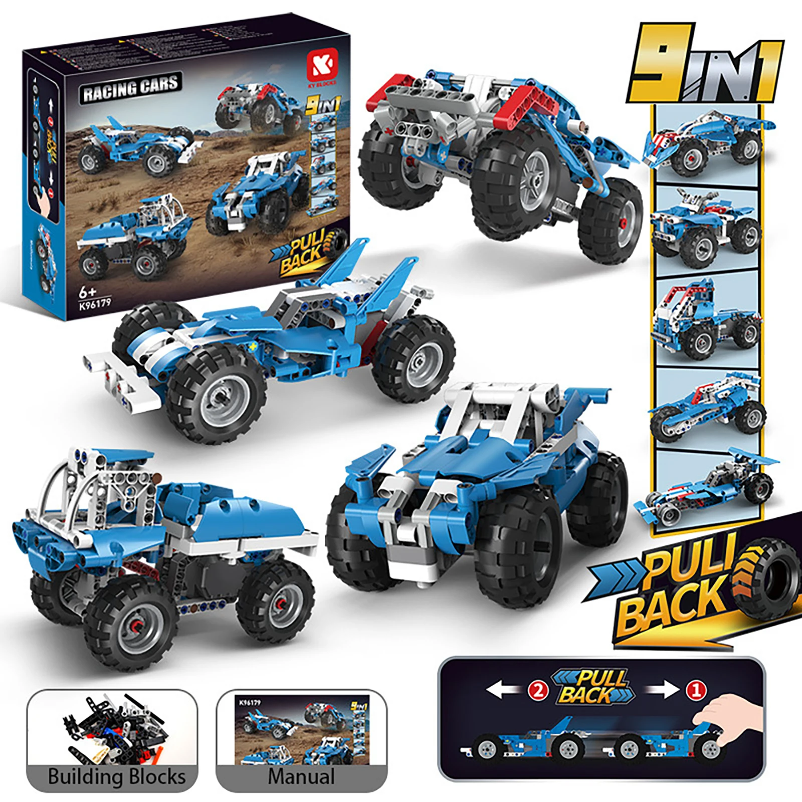 

252 шт. 9 в 1 трюковый автомобиль, строительные блоки, спортивный автомобиль, гоночная модель, украшения, креативная сборка, забавные игрушки для мальчиков, подарки 96179