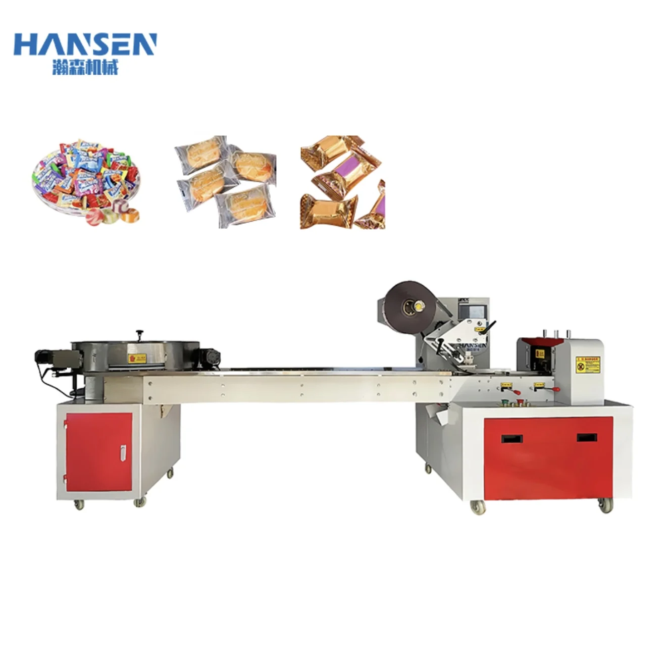 آلة التعبئة والتغليف الأفقية لحلوى الشوكولاتة الصغيرة الأوتوماتيكية بالكامل عالية الجودة