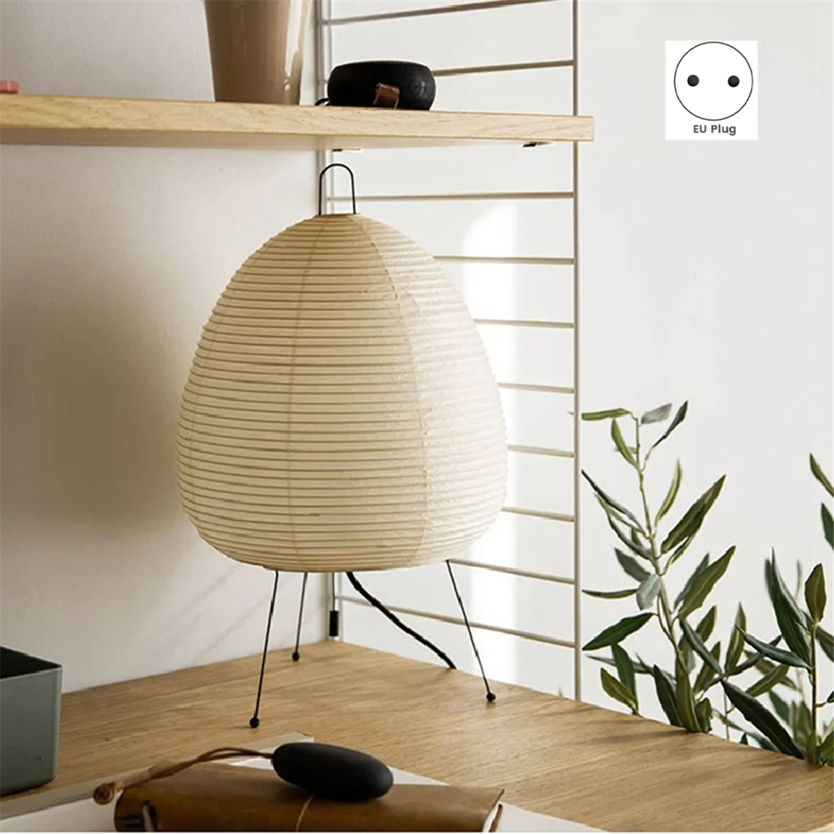 Japanese Rice Paper Lantern LED Table Lamp Living Room Bedroom Bedside Study Hotel Homestay Tripod Floor Lamp,EU Plug