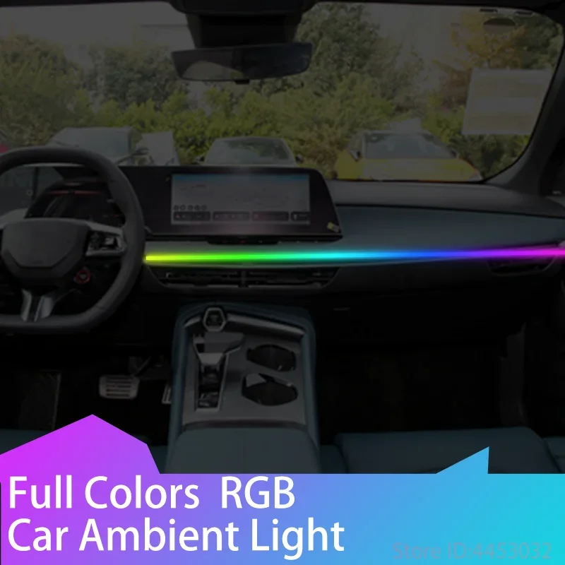 Universal For MG ZS MG4 mg5 mg hs mg4ev LED Car Ambient Light Dashboard  RGB Hidden Flowing Lamp 64 colors USB  1.1m