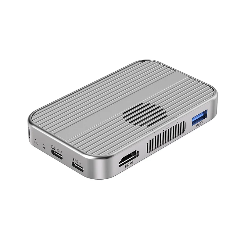 10Gbps Magnetic M.2 NVMe SSD Enclosure & USB-C Docking Station TF/SD 3.0 4K 60HZ for Phone