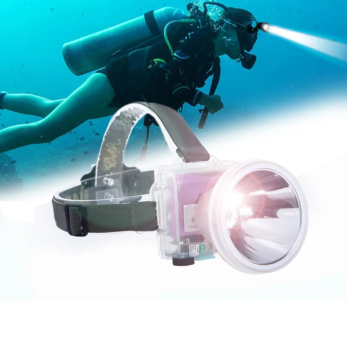 Super Bright  headlight waterproof Diving LED charge Night Dive Outdoor head-mounted flashlight