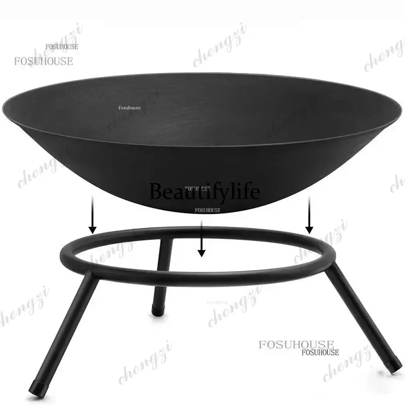 Outdoor Fire Pits Wrought Iron Wood Burning Brazier Grill Stand Bonfire Heater Camping Furnace Garden Courtyard Patio Party Warm