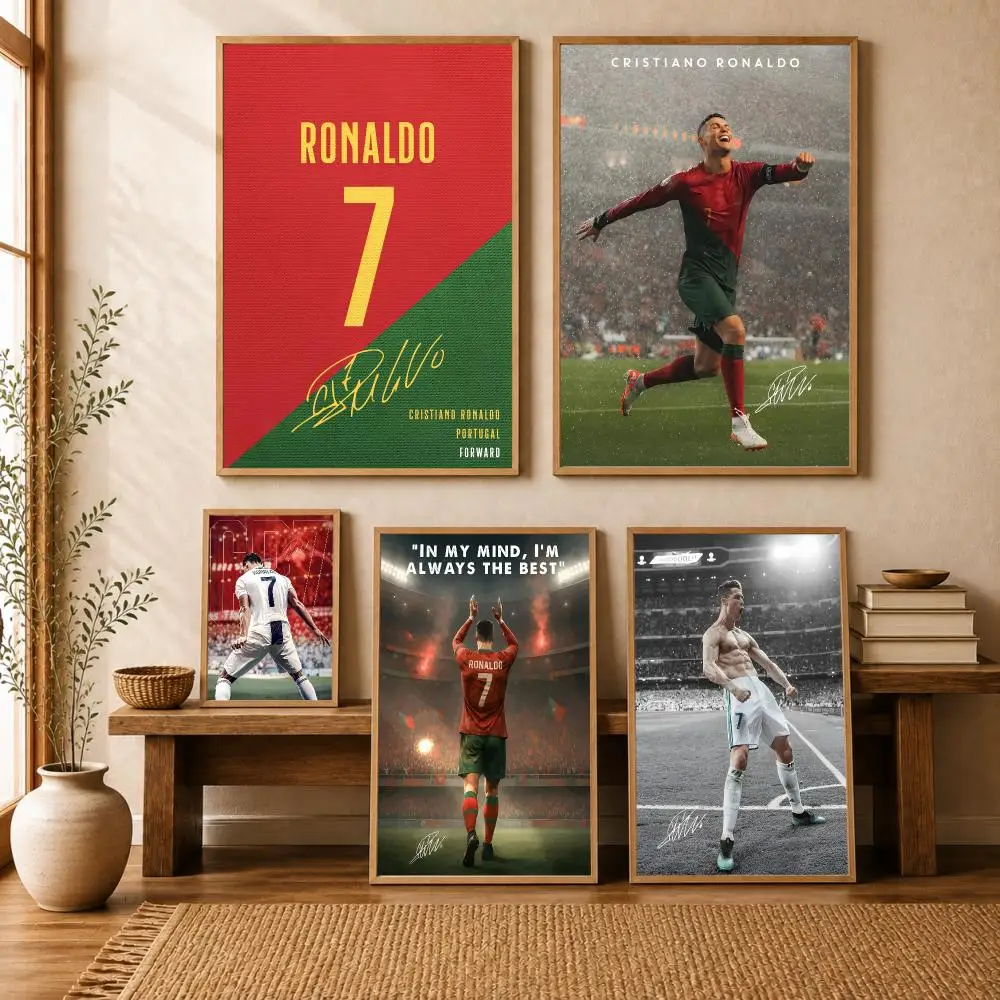 C-Cristiano R-Ronaldo Poster Modern Art Wall Stickers HD Painting Self Adhesive Wall Decals for Bedroom Living Room Home Decor