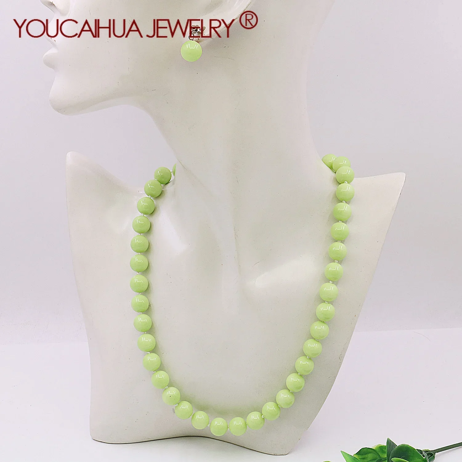 8/10/12/mm Natural Green Shell Round Bead Pearl Necklace/Earring Set,Classic button,Women\'s Party Gift DIY Jewelry Making/design