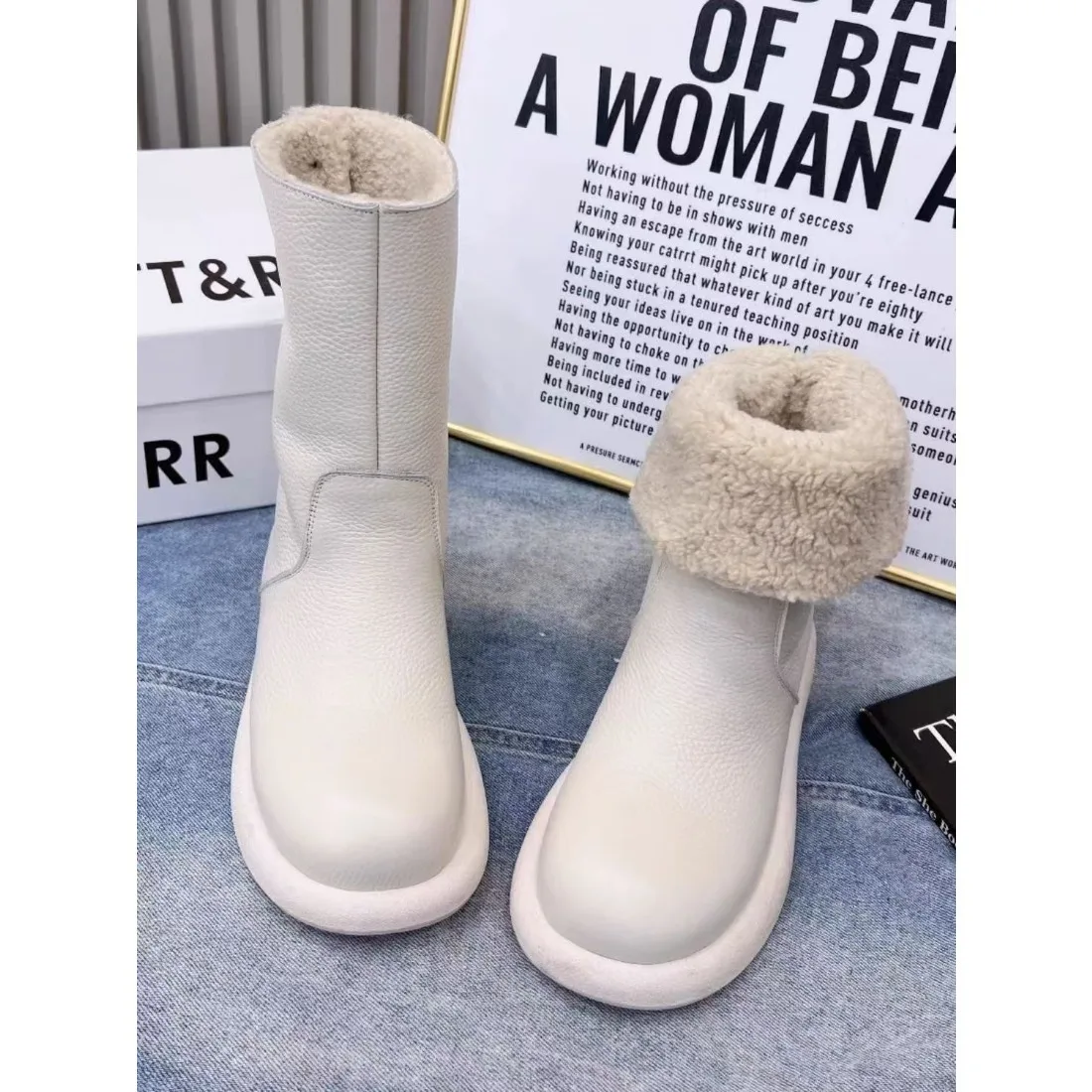 

Женские модные зимние ботинки на плоской подошве - хлопковые ботильоны на плюшевой подкладке, толстые теплые зимние ботинки, износостойкие женские ботинки