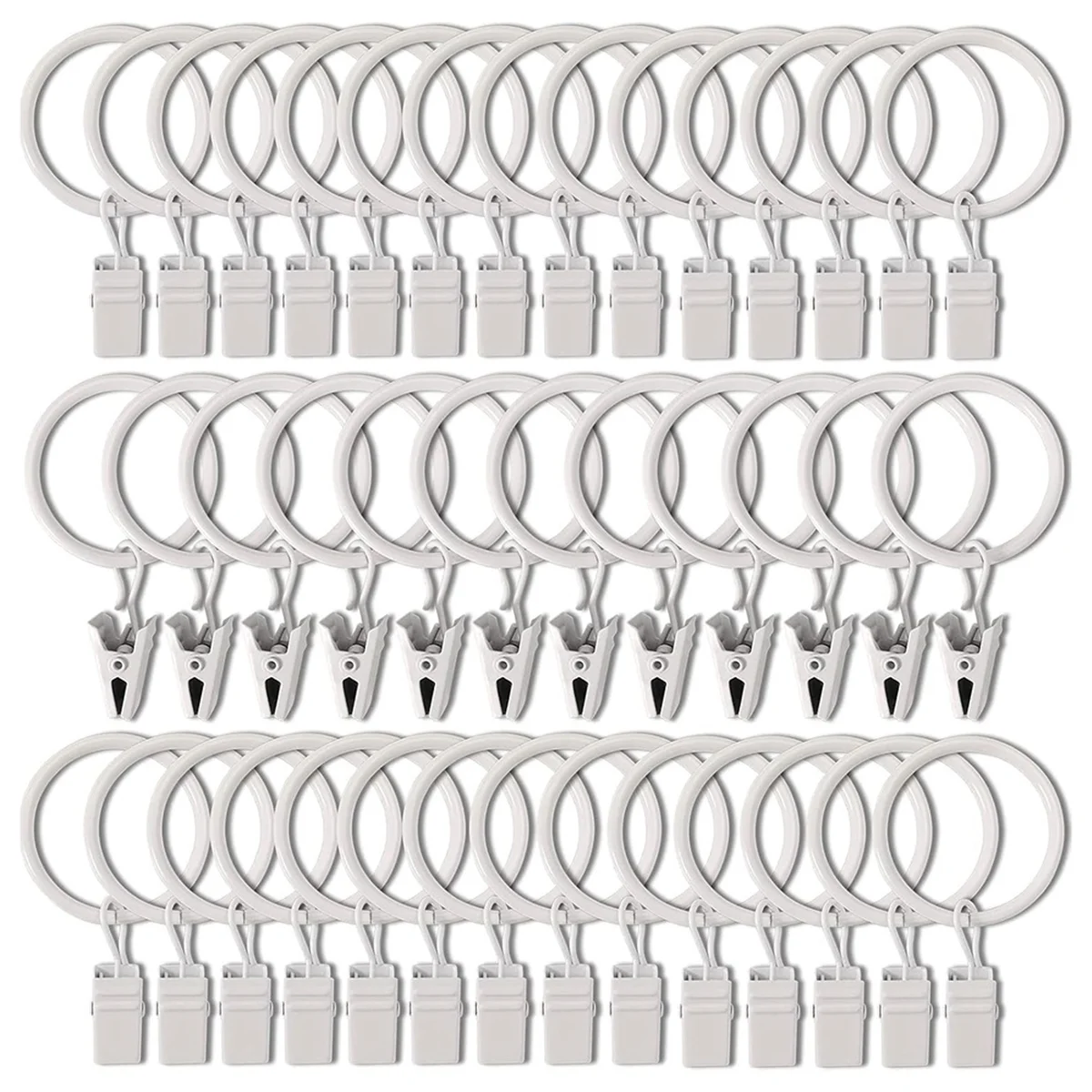

【2025-Electronics】40 PCS Curtain Rings with Clips, Drapery Clips with Rings, Drapes Rings 1.26 in Interior Diameter