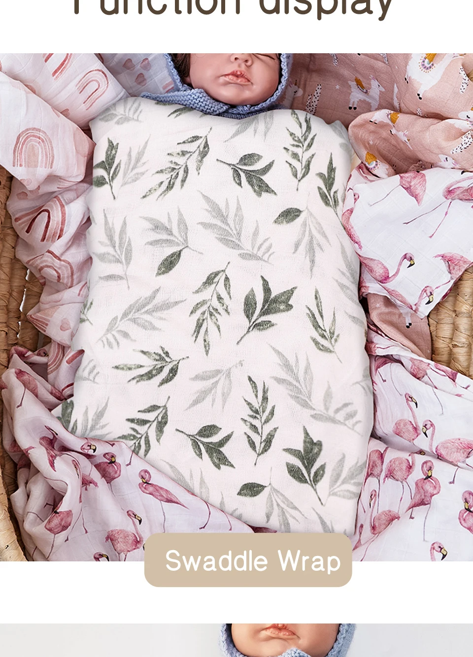100% Cotton 120*110cm 2 Layers Newborn Baby Bath Towel Wrap Muslin Swaddle Blankets