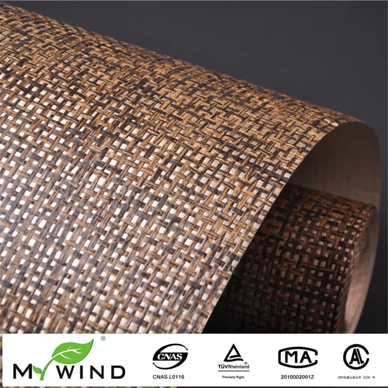 Promotion Ligth Gold Brown Grasscloth Paper Weave Wall Paper Textured Natural Fabric Wallpaper For Living Room Home Decoration