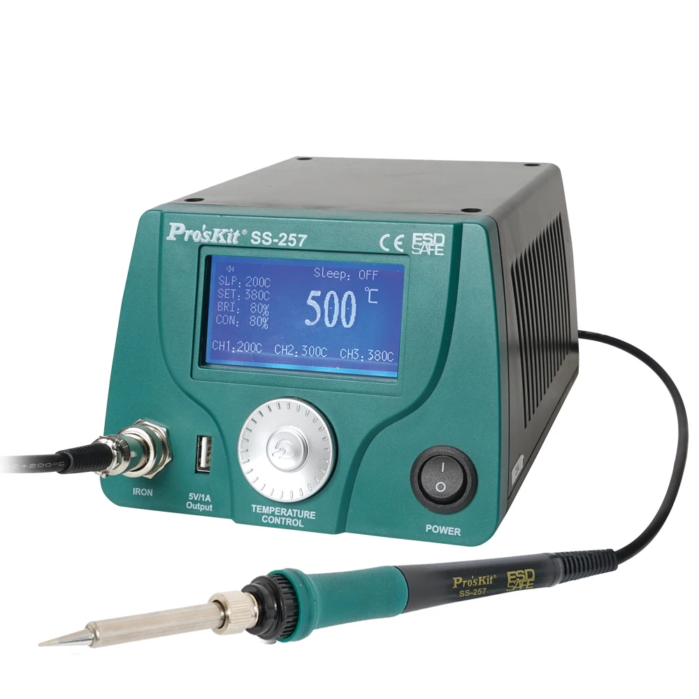 

Pro'sKit SS-257H anti-static digital display temperature control welding table constant temperature electric soldering iron