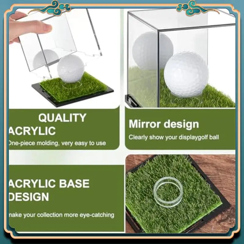 

Latest Golf Display Box Acrylic Golf Stand Transparent Display Box Square Display Box With Green Base