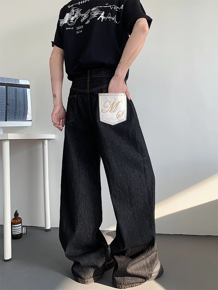 

Мужские джинсы American Retro Hair Ganshan Original Bull Knife, прямые, слегка расклешенные, в стиле American Retro Scythe Pants