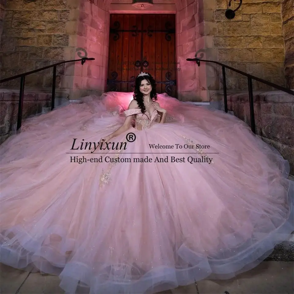 Exquisite Princess Quinceanera Dresses Ribbons Lace Appliques Crystal Ball Gown Customized16 Dresses Vestidos De 15 Años