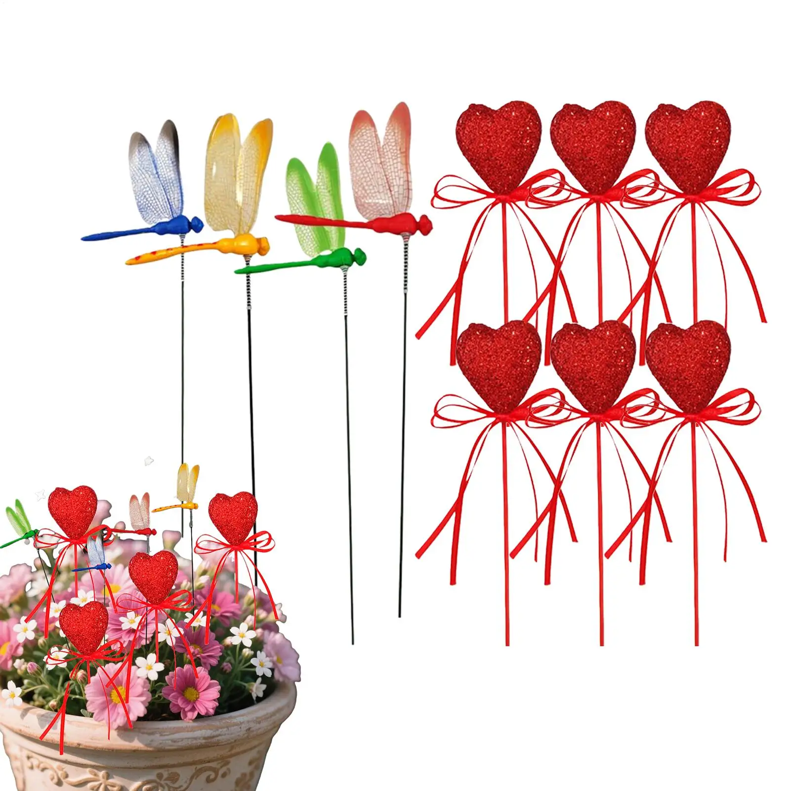 

4 шт. 3D стрекоза цветок стрекоза садовая композиция двор кашпо красочная стрекоза сердце патио украшение сада на открытом воздухе