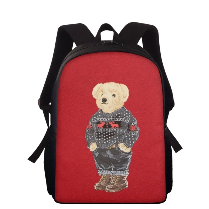 Mini Bear Series Mochila de impressão para crianças, mochila de grande capacidade para meninos e meninas adolescentes, bolsa de estudante escolar, selvagem, mini