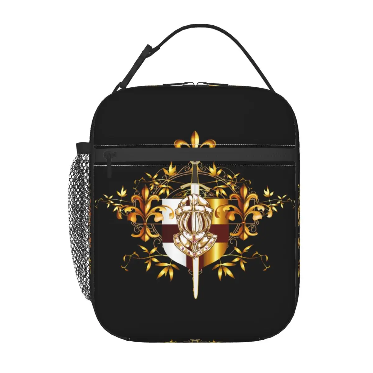 Knights Templar Cross Shield Symbol Medieval Sword Emblem Secret Order Insulated Lunch Tote Bag Cooler Thermal Food Lunch Box