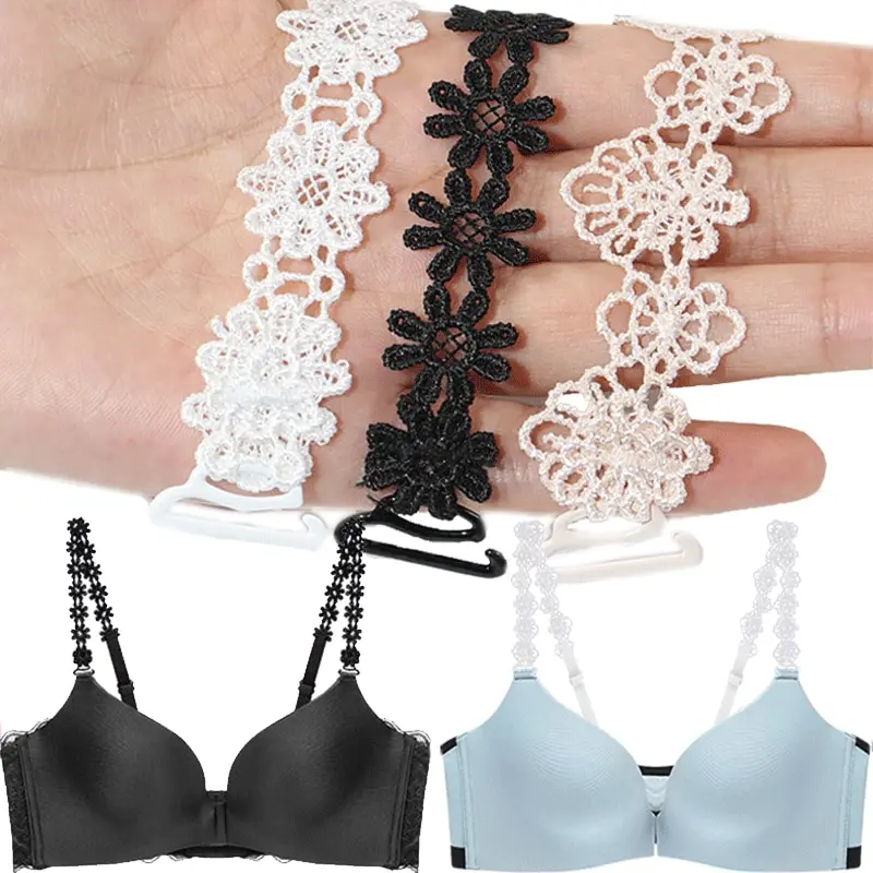 3pairs Women Lace Bra Straps Fashion Flower Adjustable Double Shoulder Strap Female Non-Slip Bras Buckles Underwear Accessories