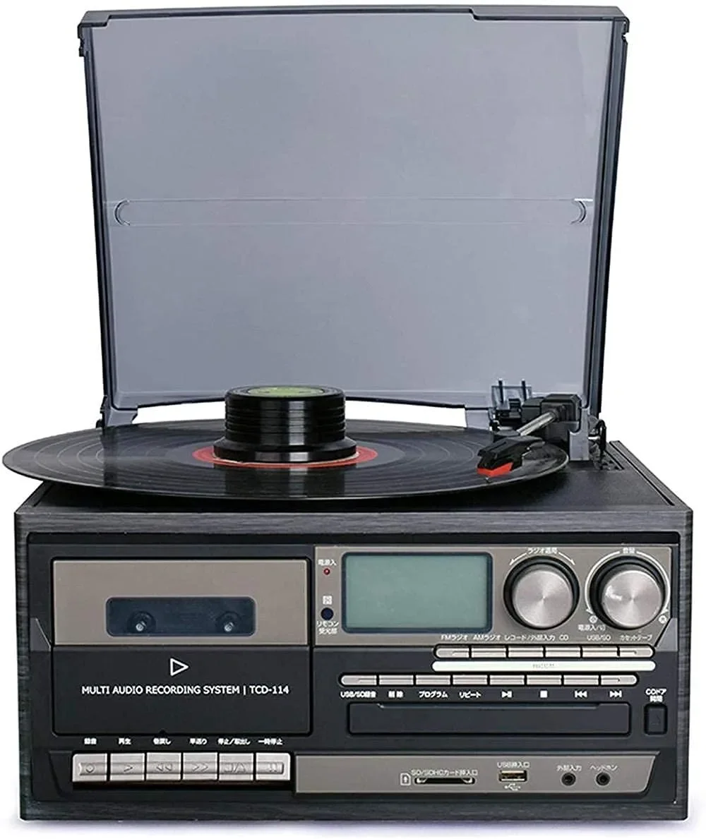 Hot Sale Woofer Heavy Bass Home Theater System LP Vinyl Turntable Player Retro Record Player BT Turntable FM/AM Radio