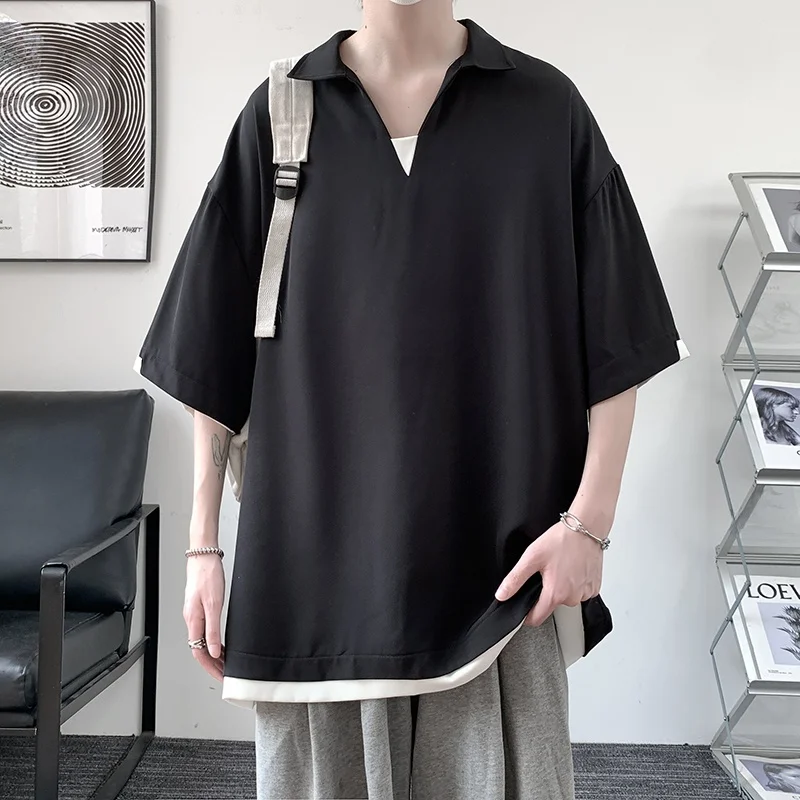 

Мужская рубашка из ледяного шелка, летняя, тонкая, с коротким рукавом, свободного кроя, модная повседневная рубашка с кубинским воротником, на пуговицах, однотонная, молодежный тренд