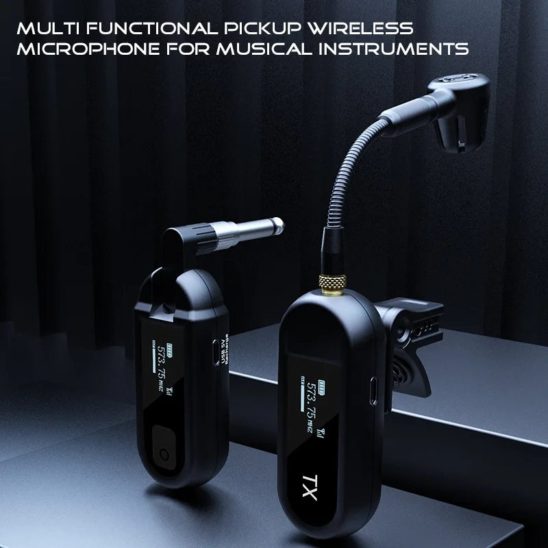 

2026unique Professional Portable UHF Wireless Guitar Transmitter Receiver System Clip-On Instrument Microphone for Sax Trumpet