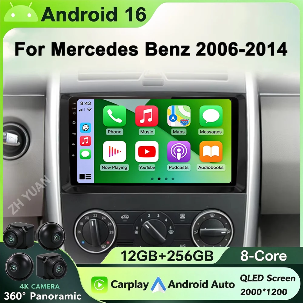 Car Charger - 12G+256G Android 16 autoradio met multimediafunctie