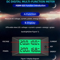 ABYC PEACEFAIR PZEM-025 DC Digital Battery Tester Bidirectional Ammeter Voltmeter Power Energy Watt Meter 300v 50A
