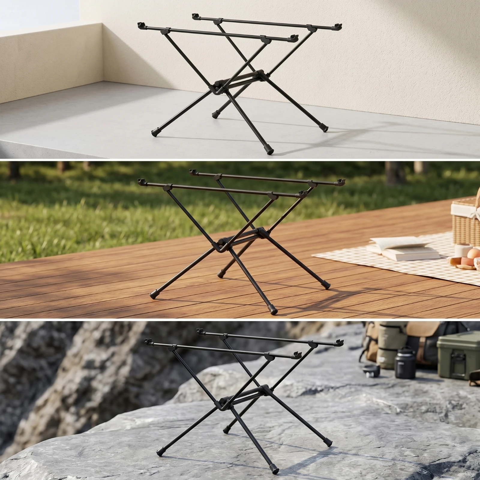 Folding Table Frame Collapsible Camping Table Support Heavy Duty Space-Saving for Campers, Outdoor, Picnics