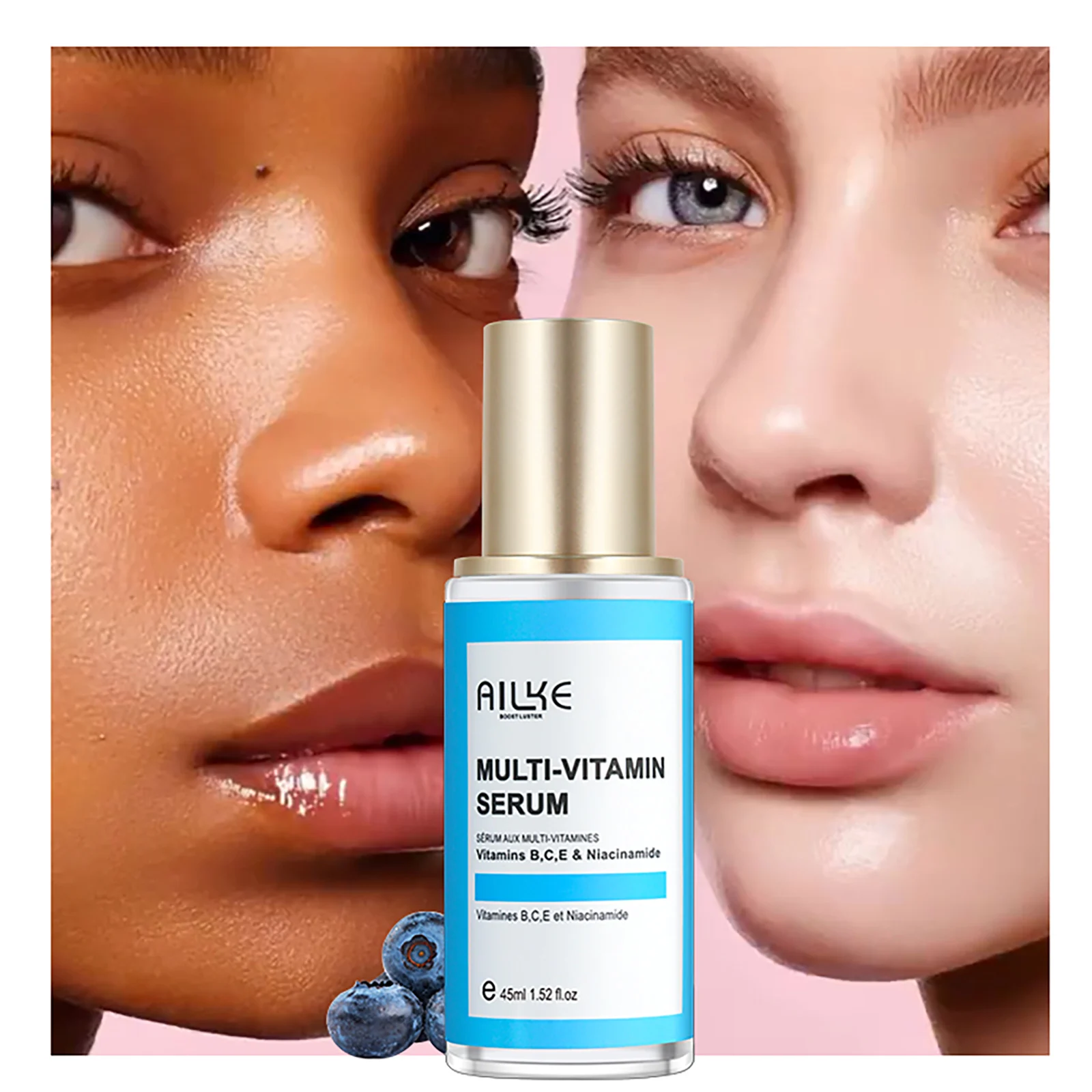 AILKE Multi Vitamin Face Serum, Moisturizing, Whitening, Firming, Removes Dark Spots, Lighten Pigmentation, For All Skin Types