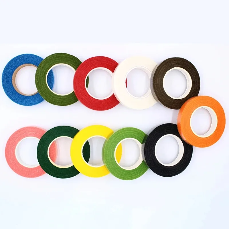 30 야드 12MM 꽃 줄기 테이프 코사지 단추 구멍 인공 꽃 수술 랩 꽃집 녹색 테이프 나일론 꽃 용품
