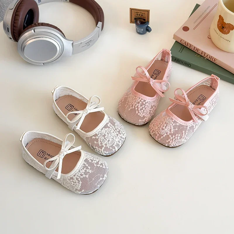 

2025 Children Sandals for Girls Summer New Fashion Korean Style Soft Bottom Anti-slippery Versatile Chic Princess Mesh Shoes