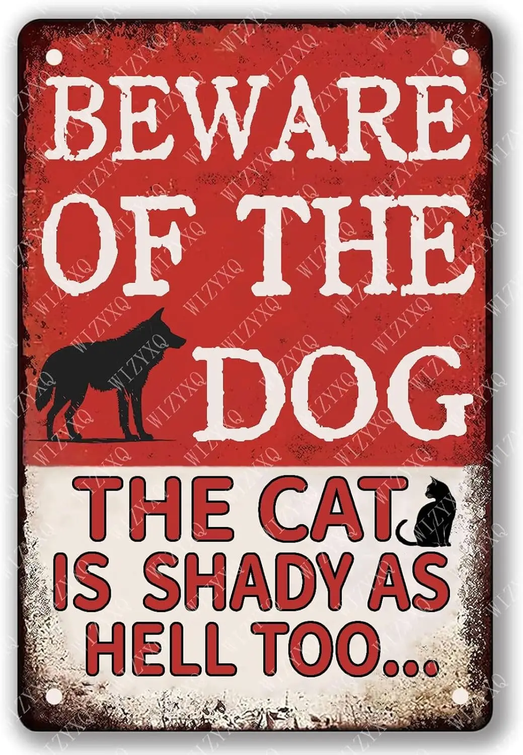 Tin Signs Beware Of The Dog The Cat Is Shady As Hell Too Vintage Aluminum Sign Metal Signs for Home Bar Bathroom Kitchen Office