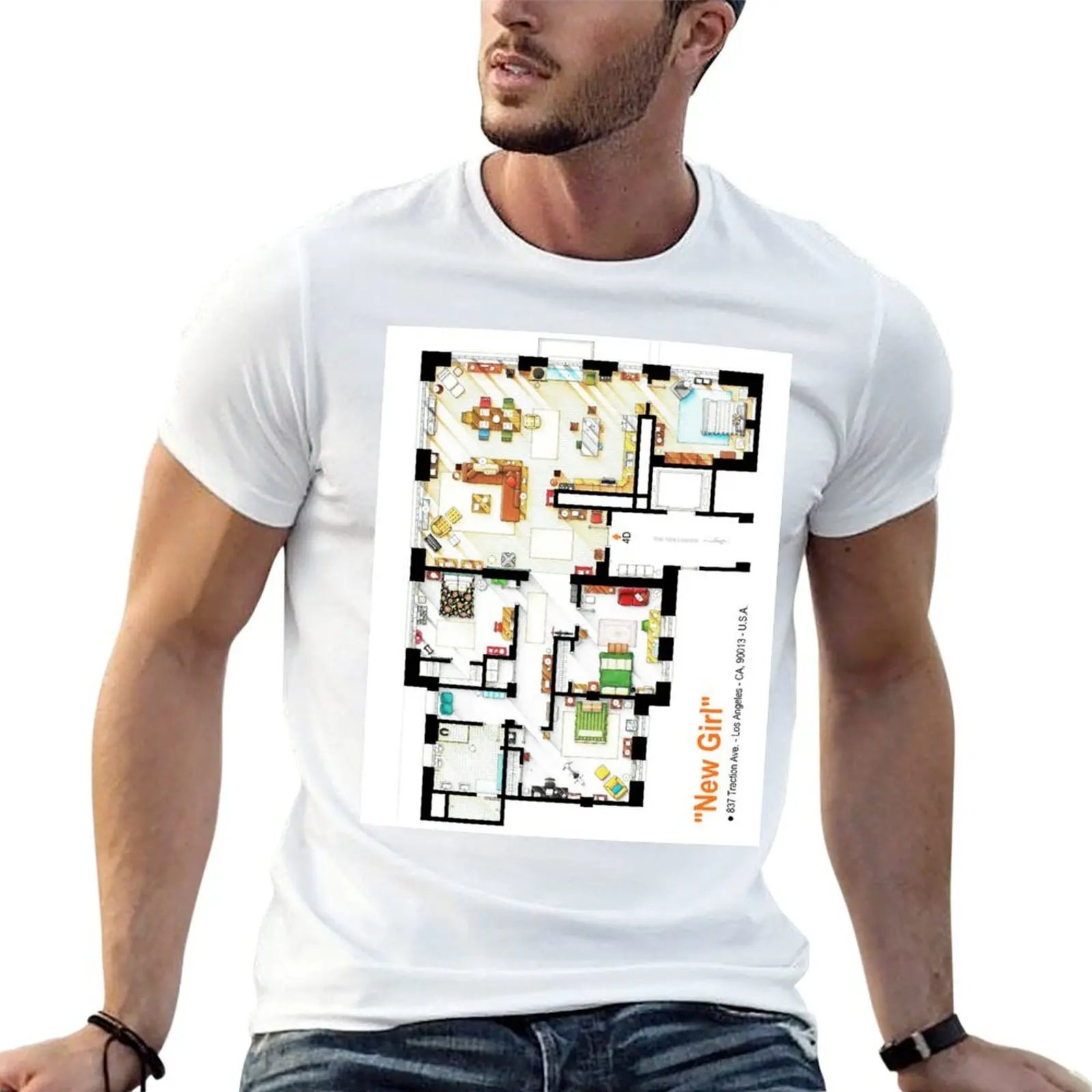 Floorplan of the loft / apartment from NEW GIRL T-Shirt Plus Size Everyday Tee Shirt