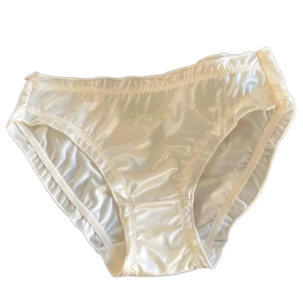 

Crystal Letter Ruffle Satin Panties Underwear Seamless Rhinestone Briefs Women Lingeries Mid Waist Women's Underpants Girl